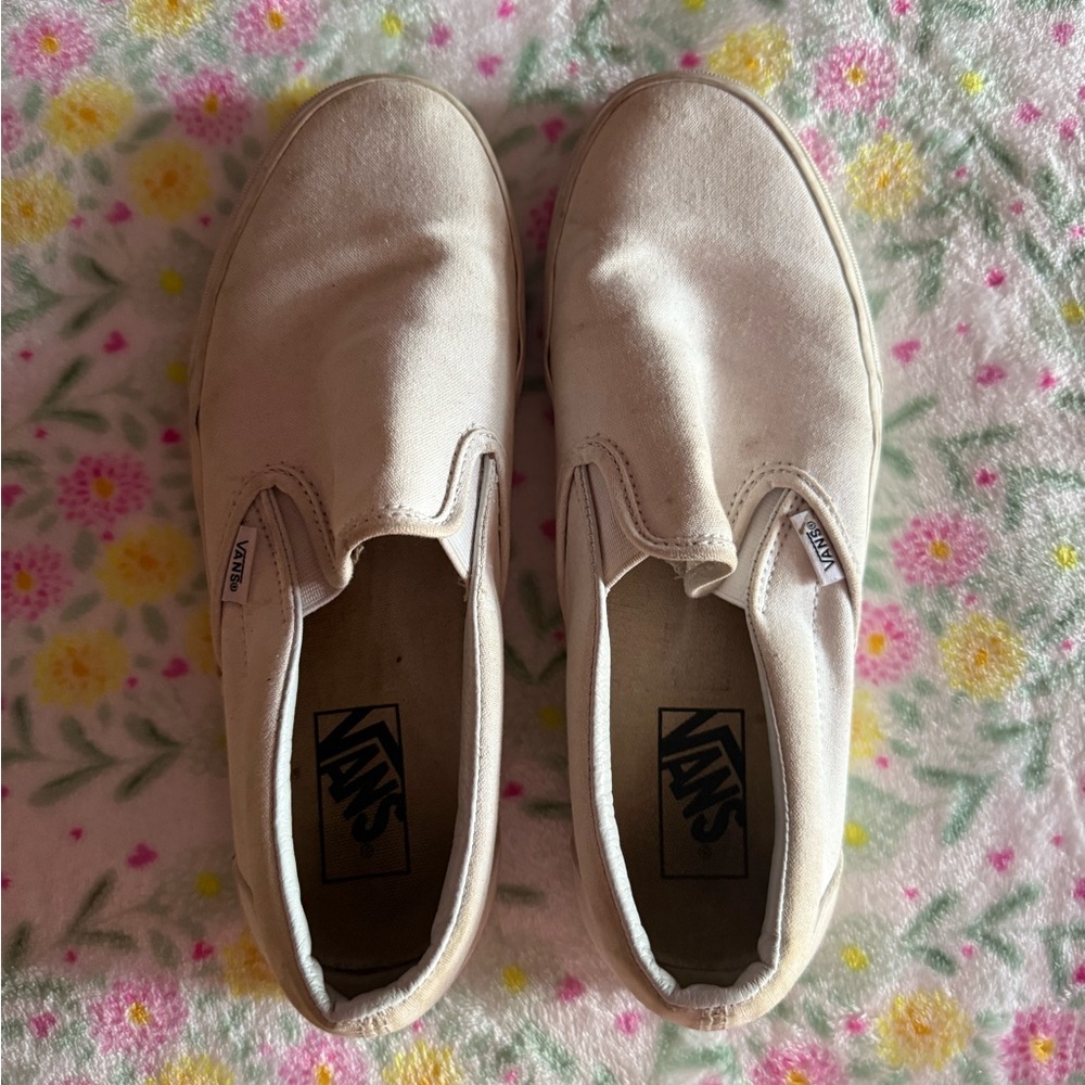 Vans Off-White Canvas Slip-Ons